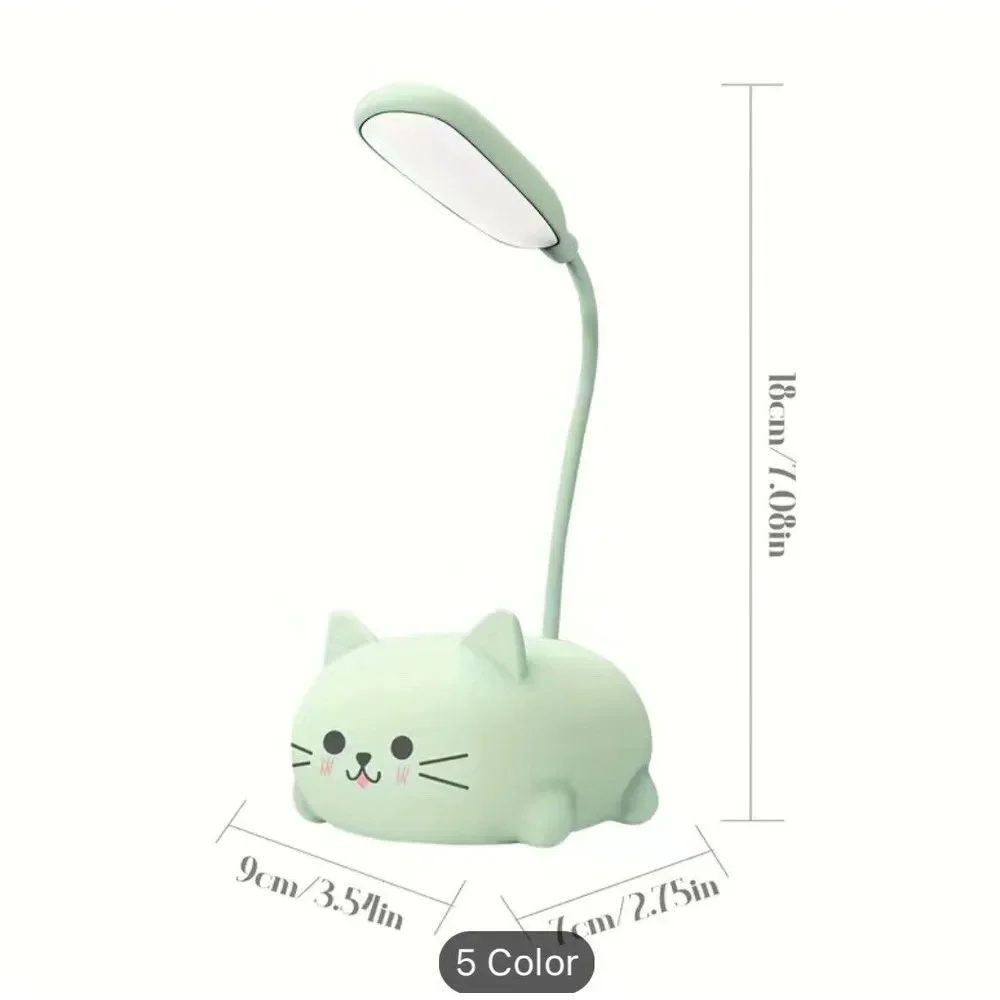 Cat Led Portable Mini Desk‎ Lamp NiteLight Small Kitten Green New in Box